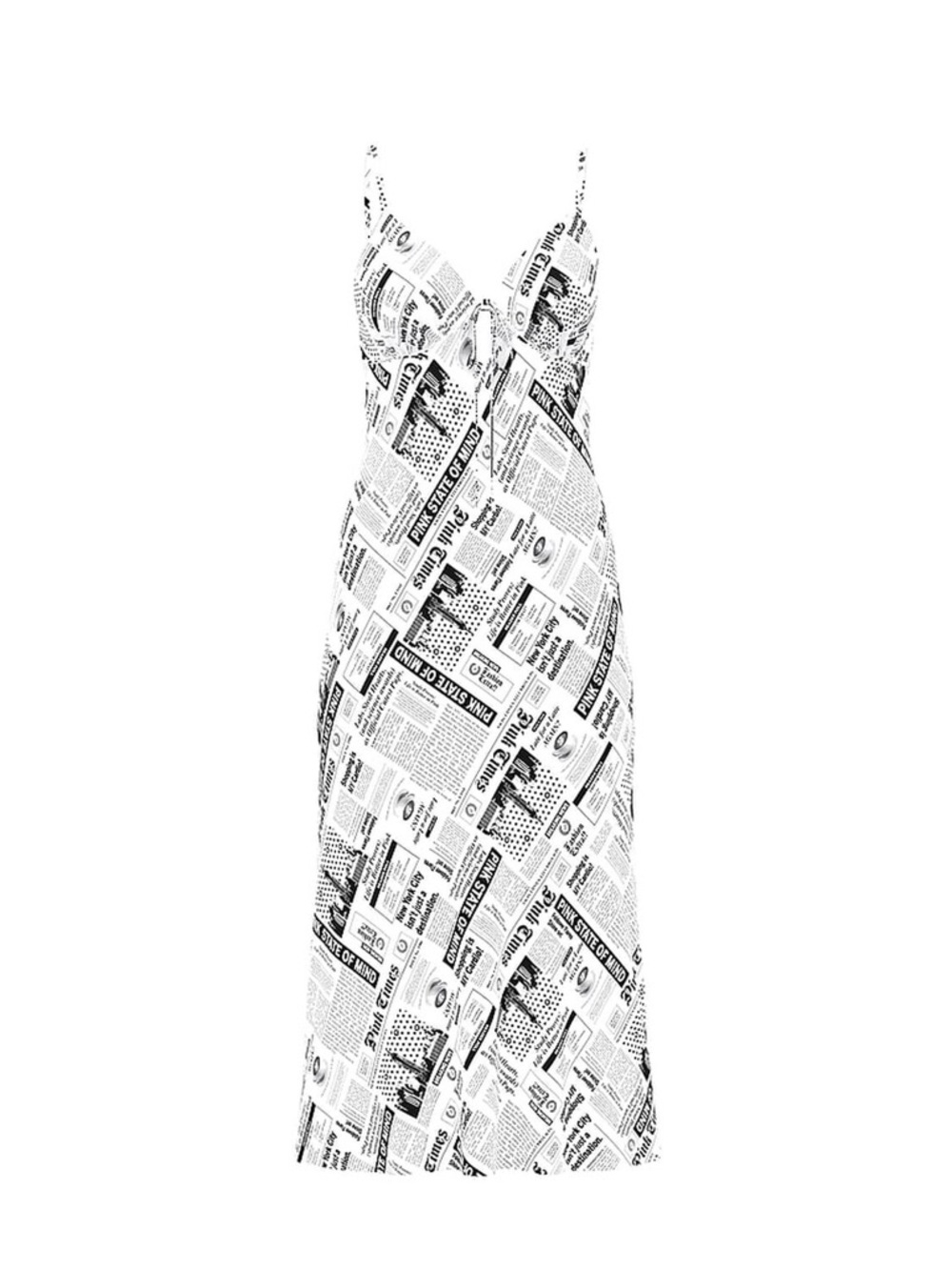 PINK Victoria's Secret White and Black Newspaper Print Chemise